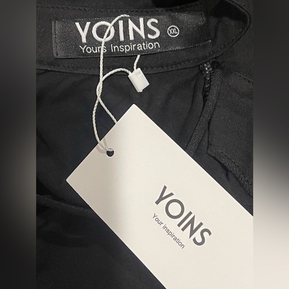 Yoins Black Deep V Open Front Blouse Long Sleeve Plus Size XXL NWT - Picture 6 of 10